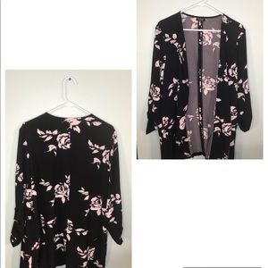 Soho Black And White Rose Blazer